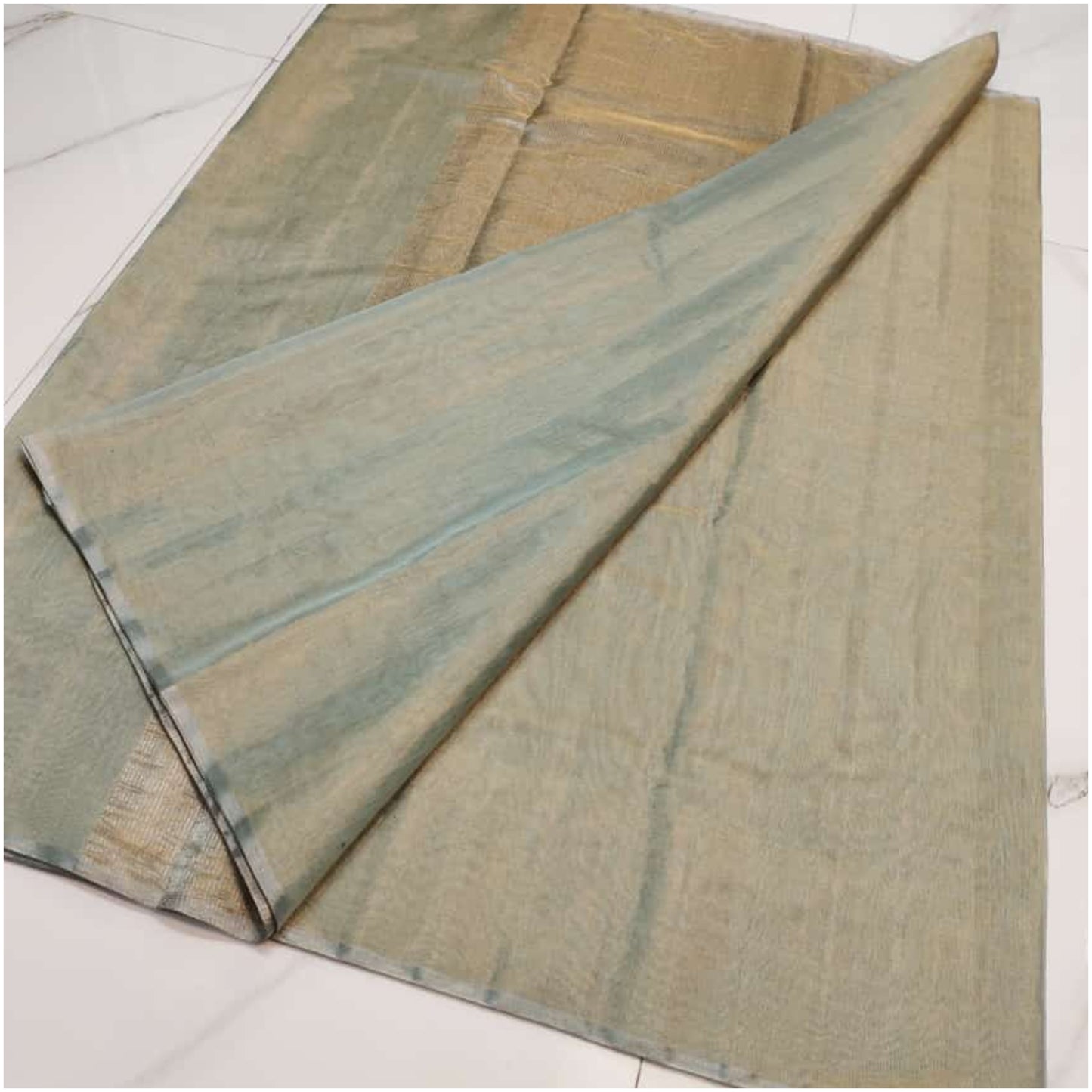 Grey Gold Handloom Chanderi Silk Saree