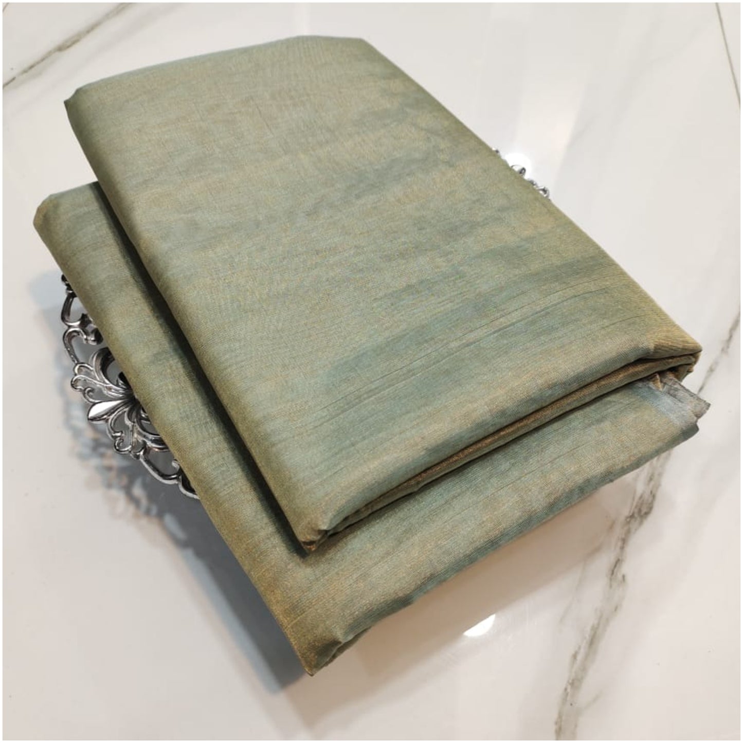 Grey Gold Handloom Chanderi Silk Saree