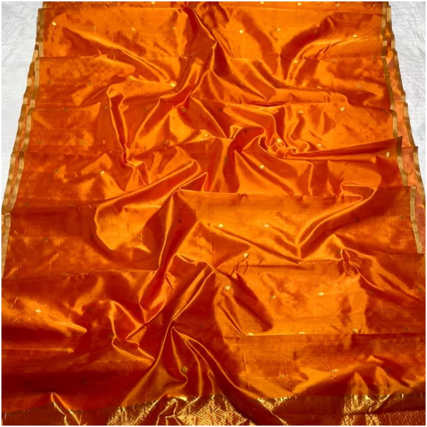 Orange Handloom Chanderi Silk Saree