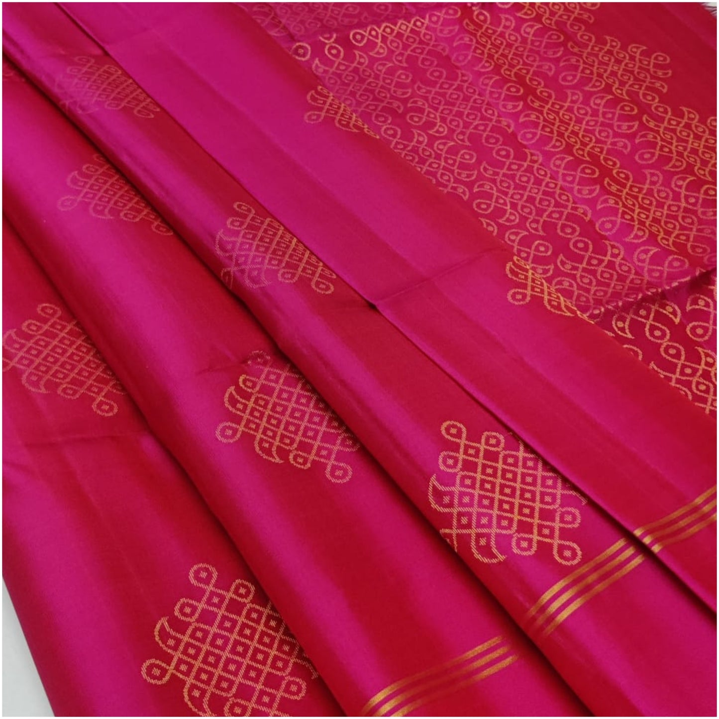 Pink Pure Handloom Double Warp Soft Silk Saree