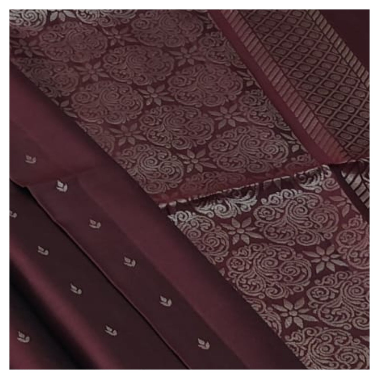 Wine Pure Handloom Double Warp Soft Silk Saree