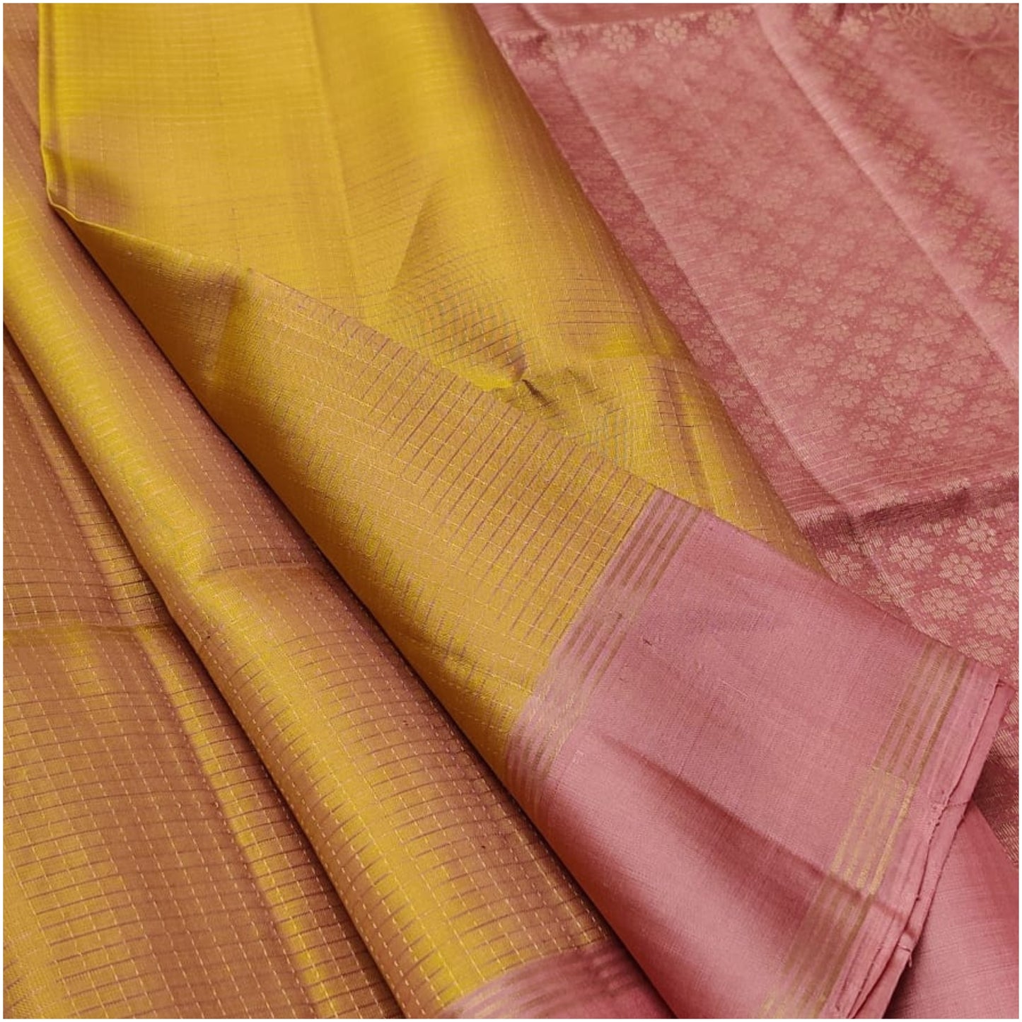 Mithi Yellow Blush Pure Handloom Double Warp Soft Silk Saree