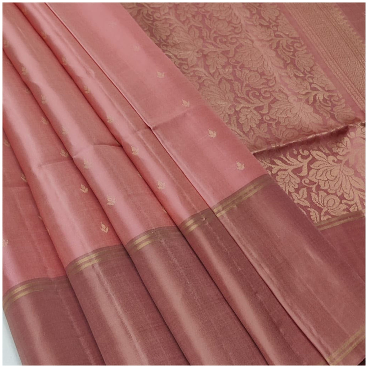 Chakan Pastel Blush Pink Pure Handloom Soft Silk Saree