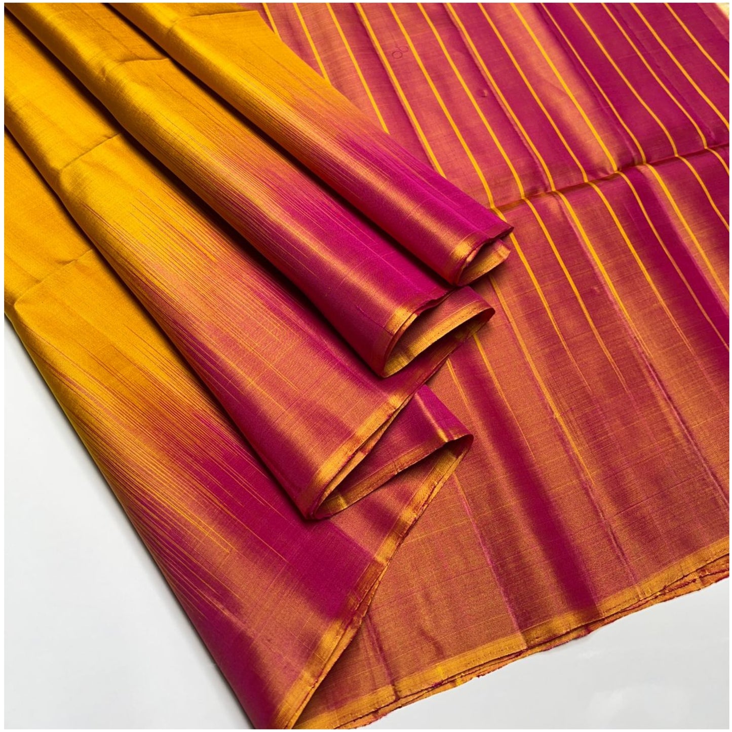 Yellow Pink Pure Handloom Dye Contrast Soft Silk Saree
