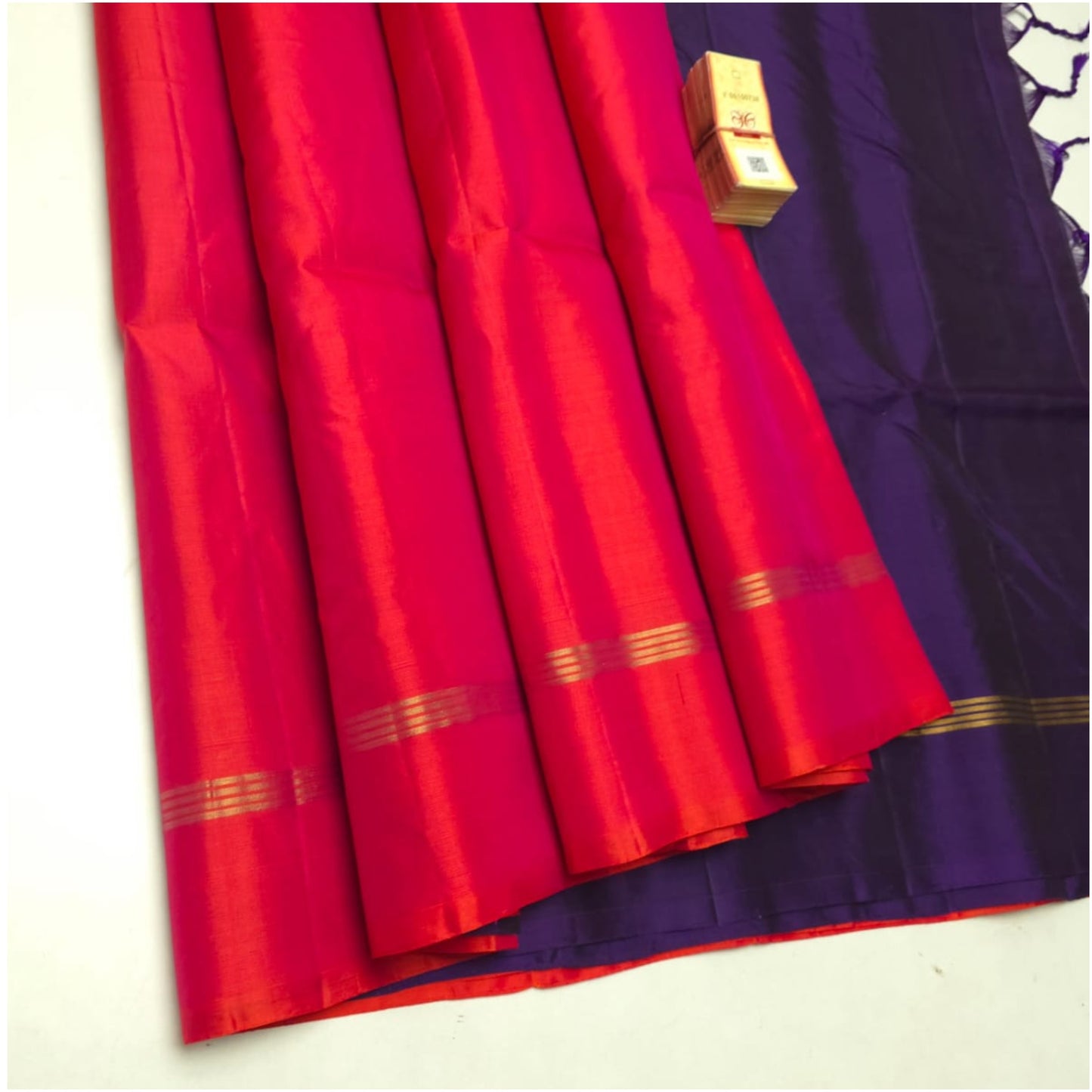 Pink Red Violet Pure Handloom Soft Silk Saree