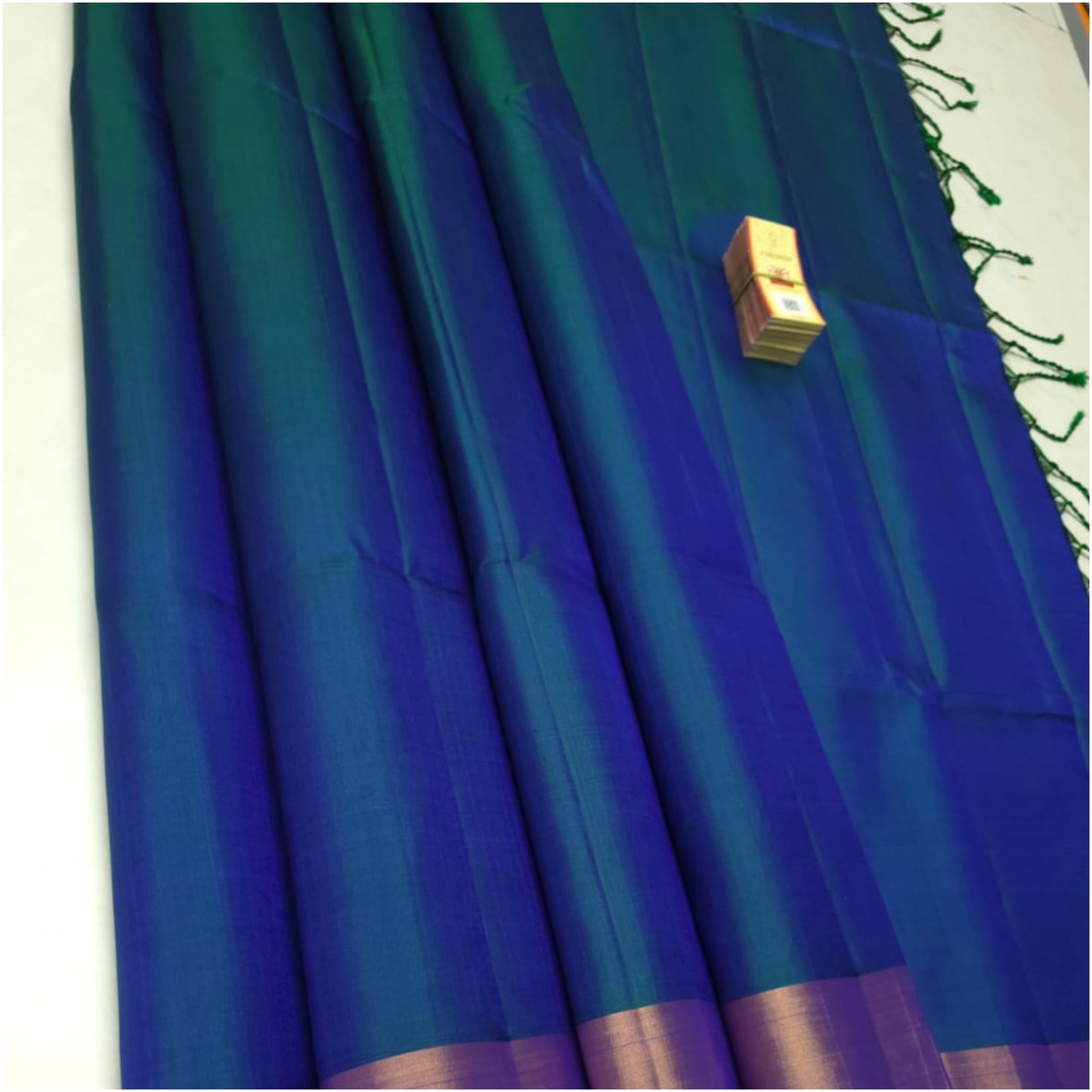 Sea Blue Green Pure Handloom Double Warp Soft Silk Saree