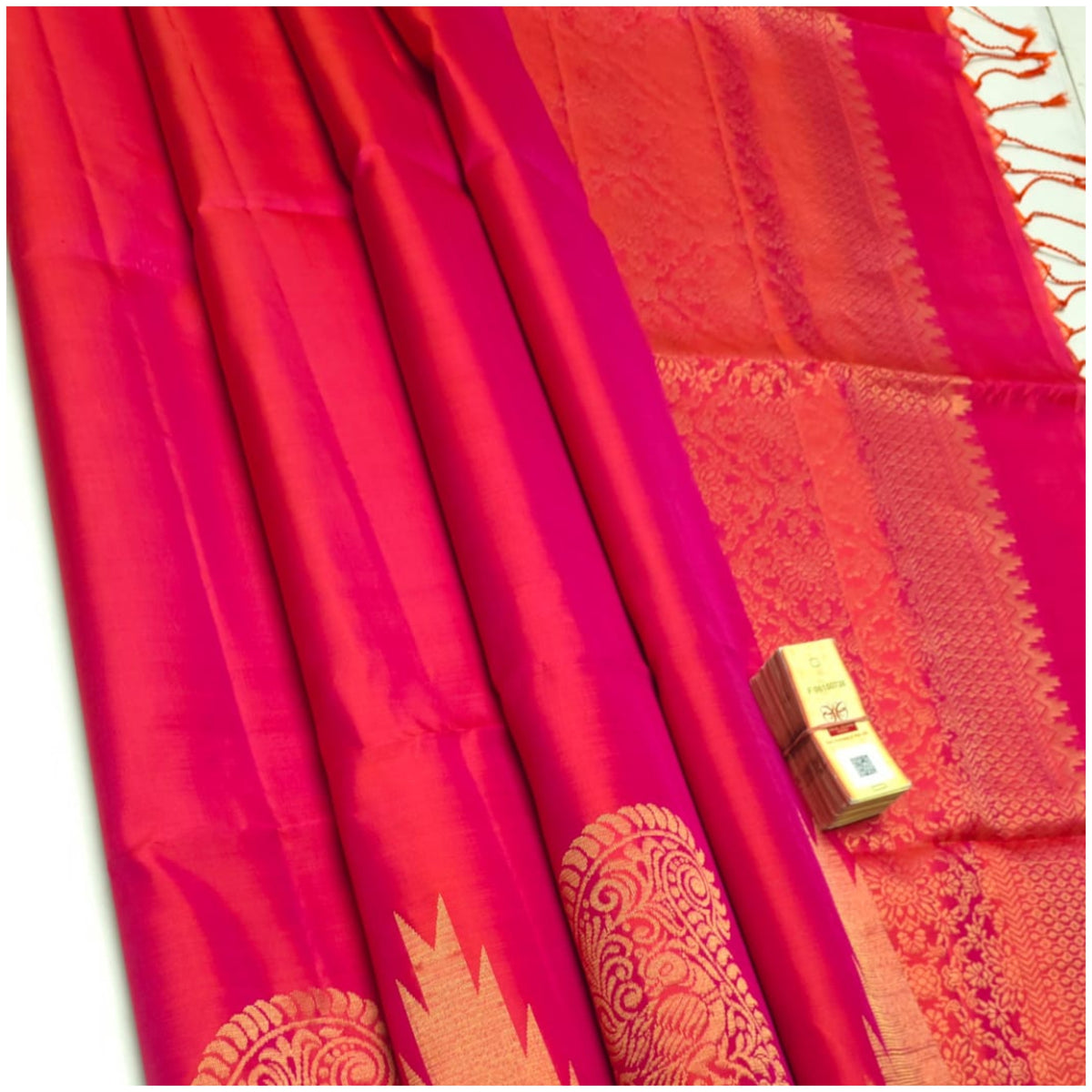 Bamani Cranberry Red Pure Handloom Soft Silk Saree