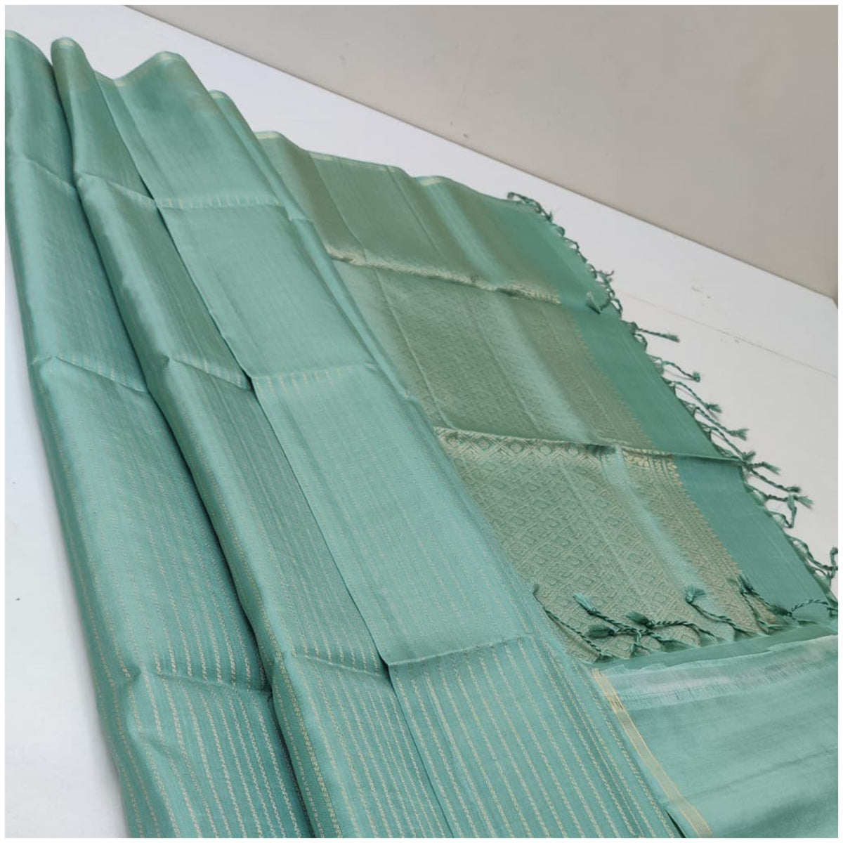 Saimi Pastel Blue Pure Handloom Soft Silk Saree