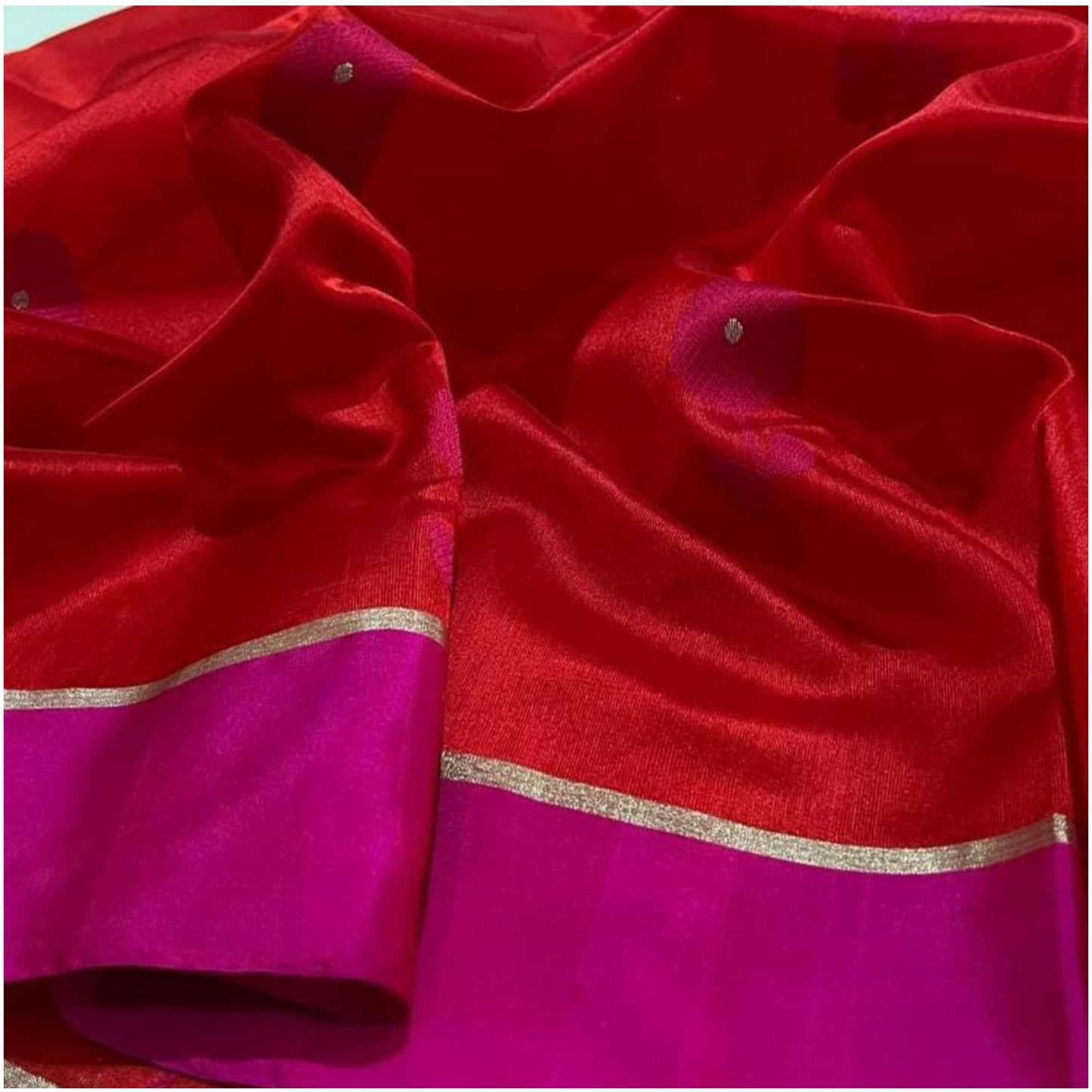 Rich Red Pink Pure Handloom Chanderi Silk