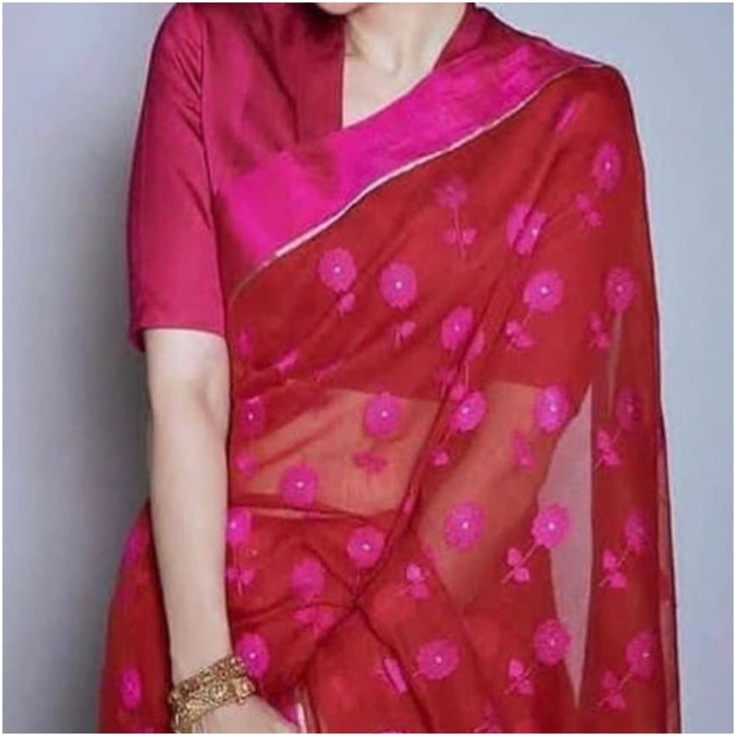 Rich Red Pink Pure Handloom Chanderi Silk