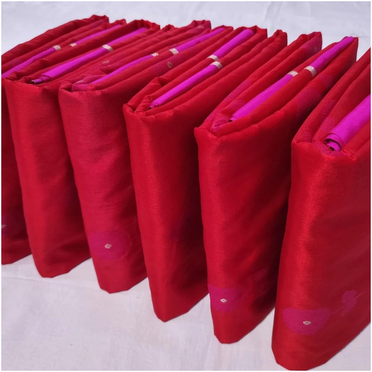 Rich Red Pink Pure Handloom Chanderi Silk