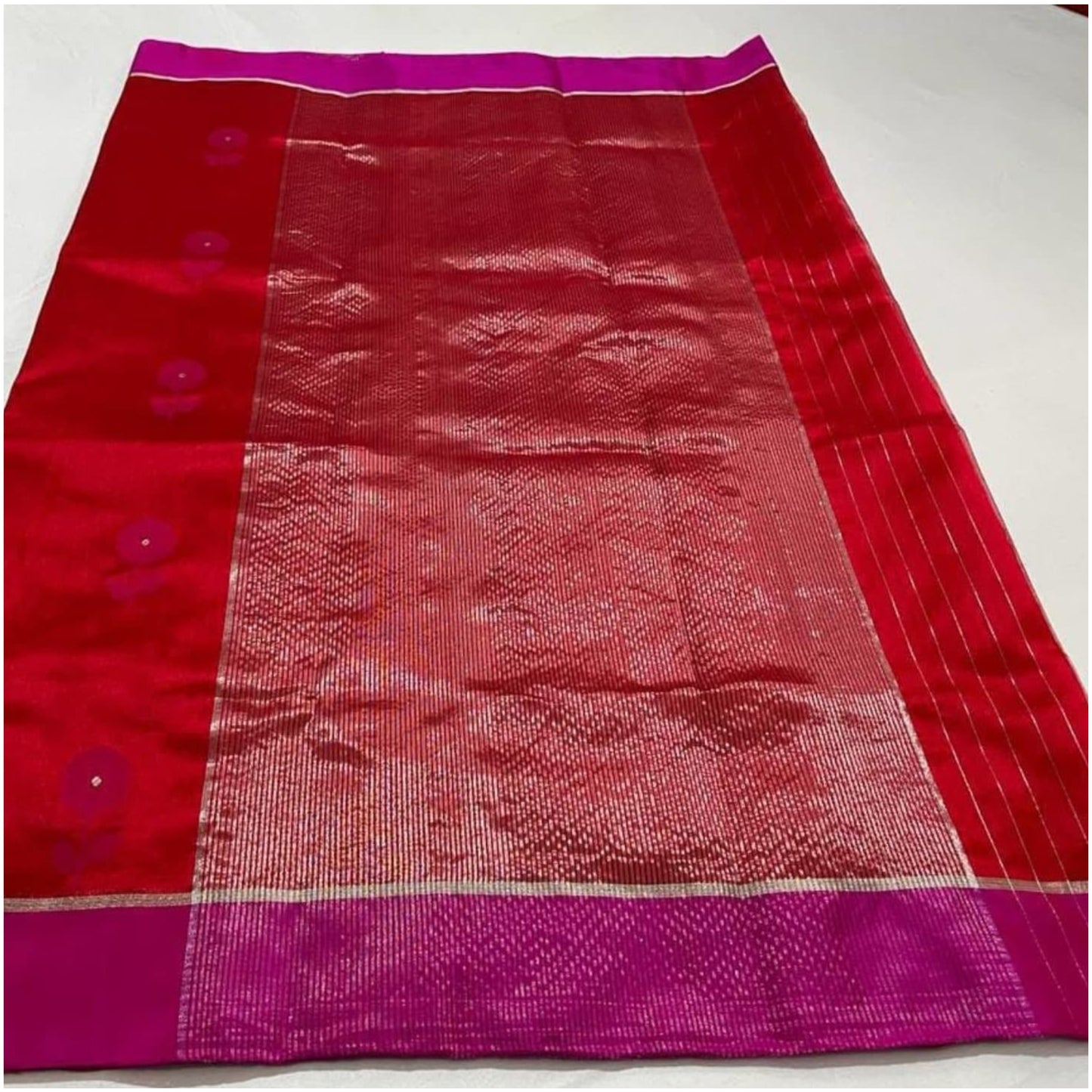Rich Red Pink Pure Handloom Chanderi Silk