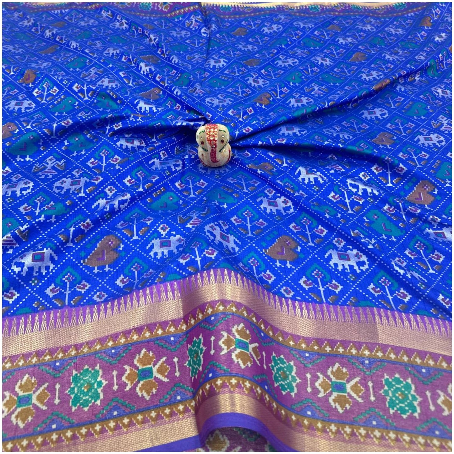 Indravati Electric Blue Pochampally Silk Saree