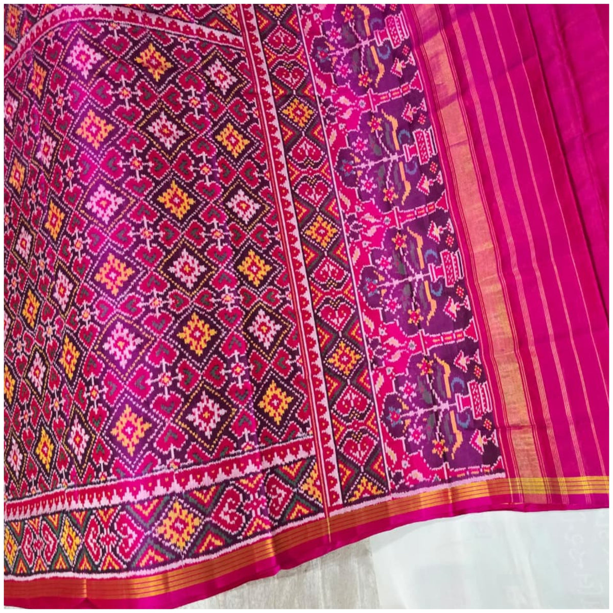 Purna Pink Pure Handloom Patola Silk Saree