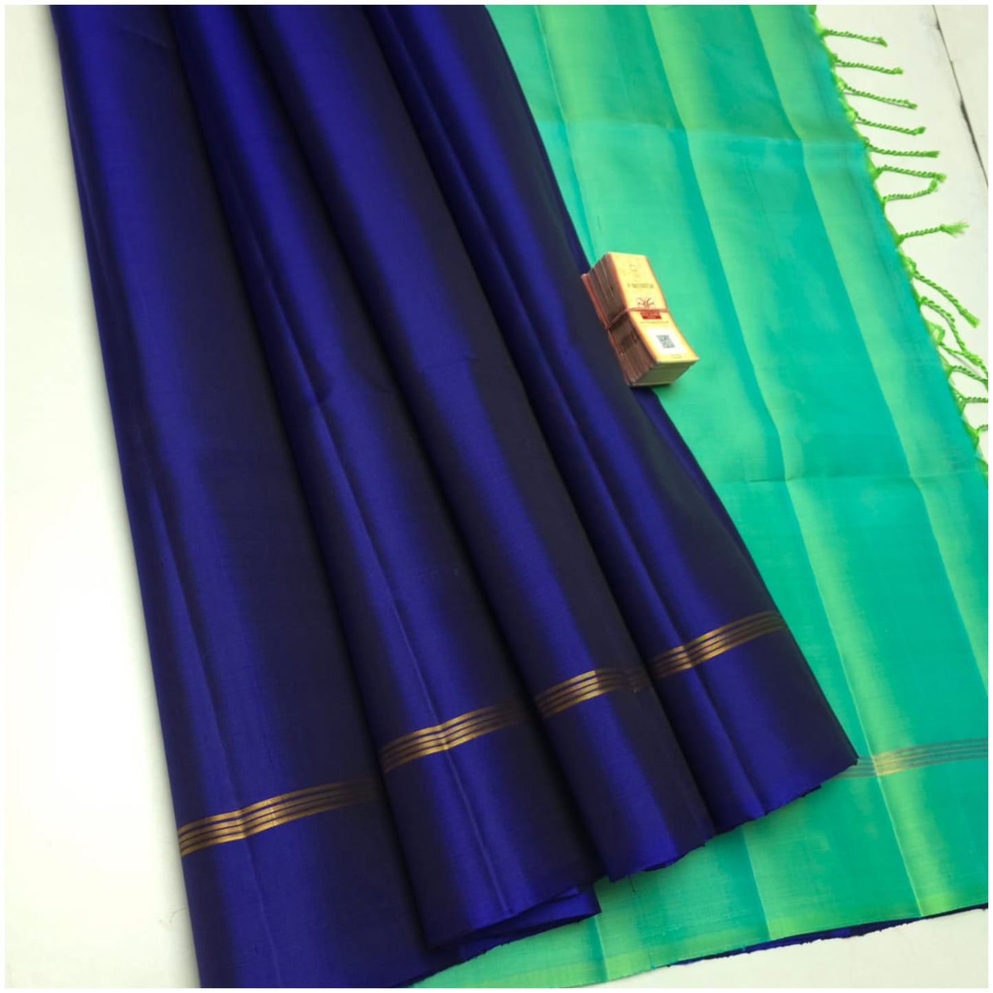 Dhansiri Electric Blue Turqouise Pallu Pure Handloom Soft Silk Saree