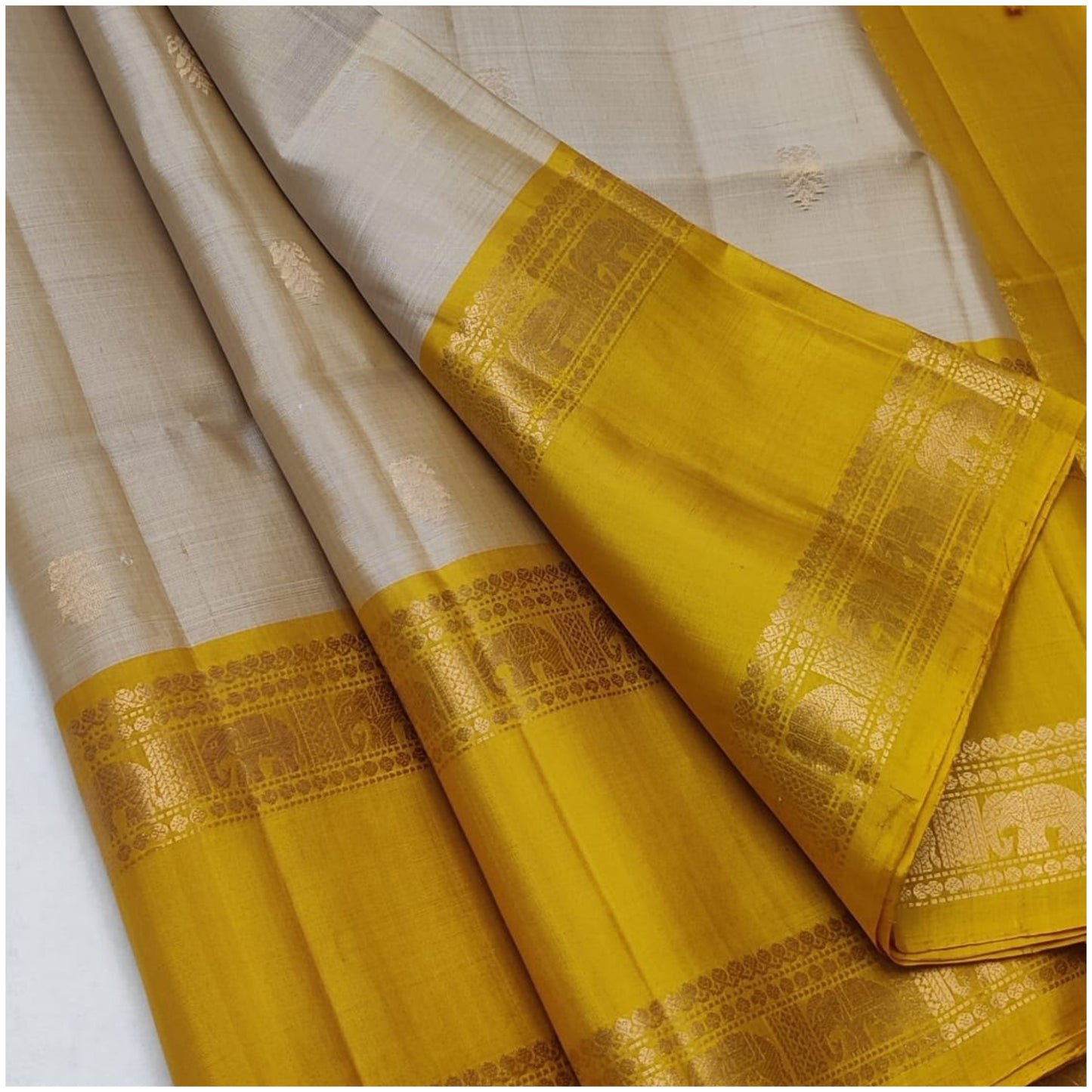 Mahira Oat Sunshine Yellow Pure Handloom Double Warp Soft Silk Saree