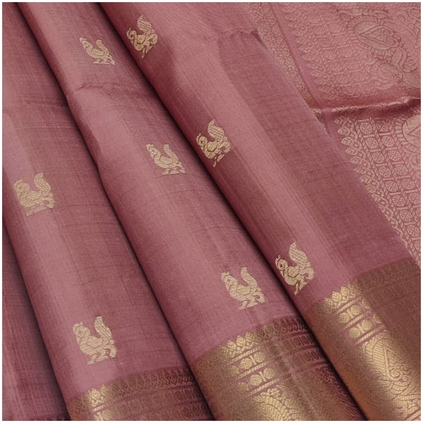 Naina Pastel Pink Pure Handloom Double Warp Soft Silk Saree
