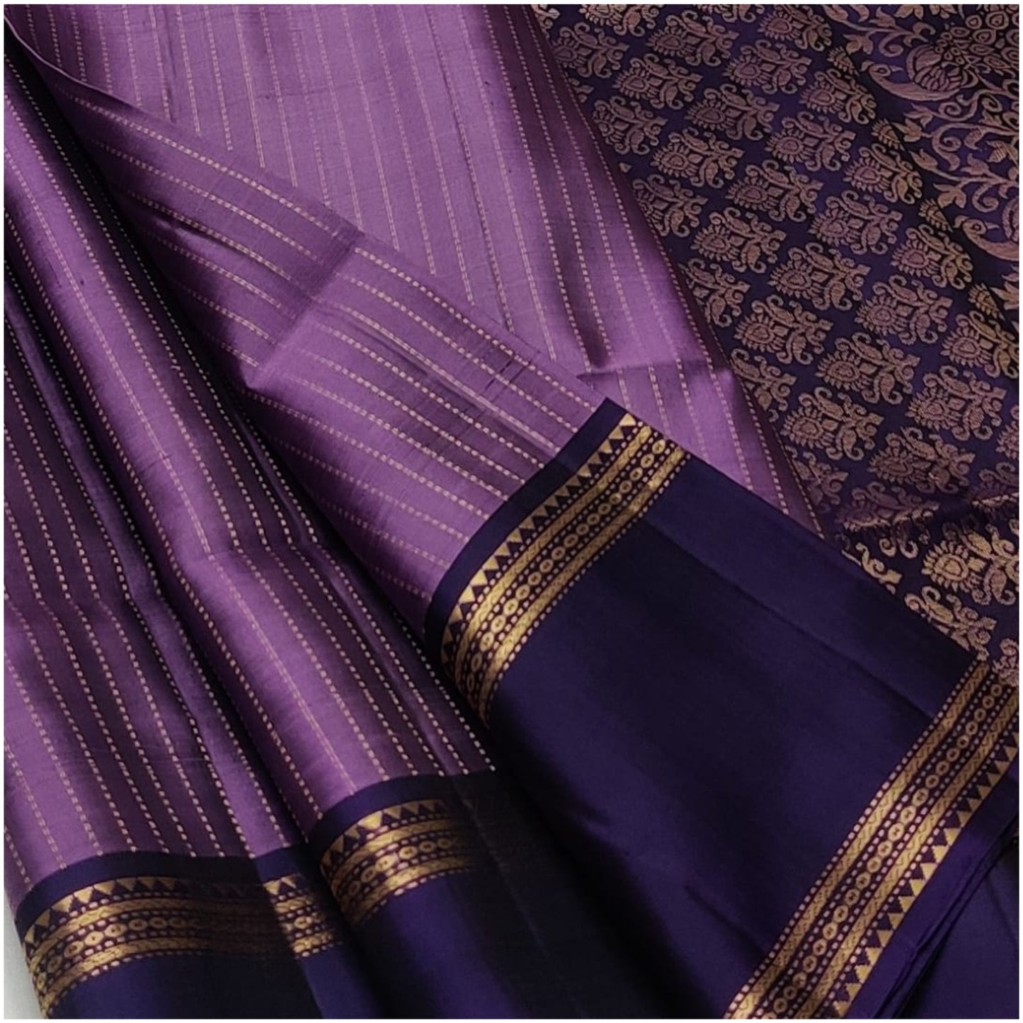 Tarini Purple Violet Pure Handloom Double Warp Soft Silk Saree