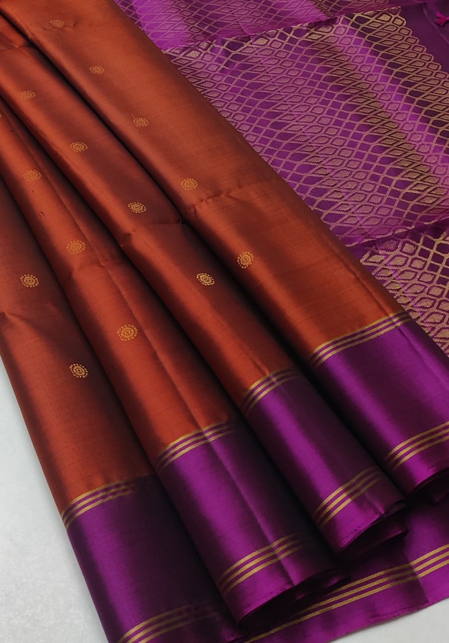 Vermillion Magenta Pure Handloom Double Warp Soft Silk Saree