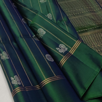 Royal Green Pure Handloom Double Warp Soft Silk Saree