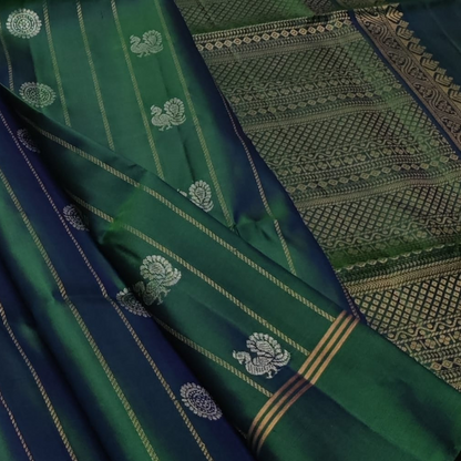 Royal Green Pure Handloom Double Warp Soft Silk Saree