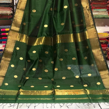 Rich Green Pure Handloom Maheshwari Silk