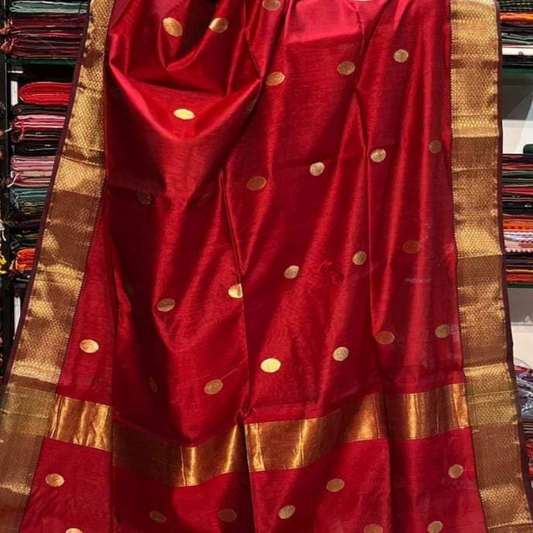 Rich Deep Red Pure Handloom Maheshwari Silk