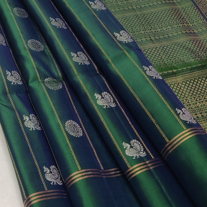 Royal Green Pure Handloom Double Warp Soft Silk Saree