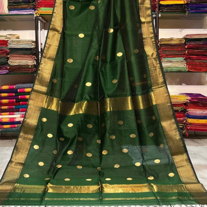 Rich Green Pure Handloom Maheshwari Silk