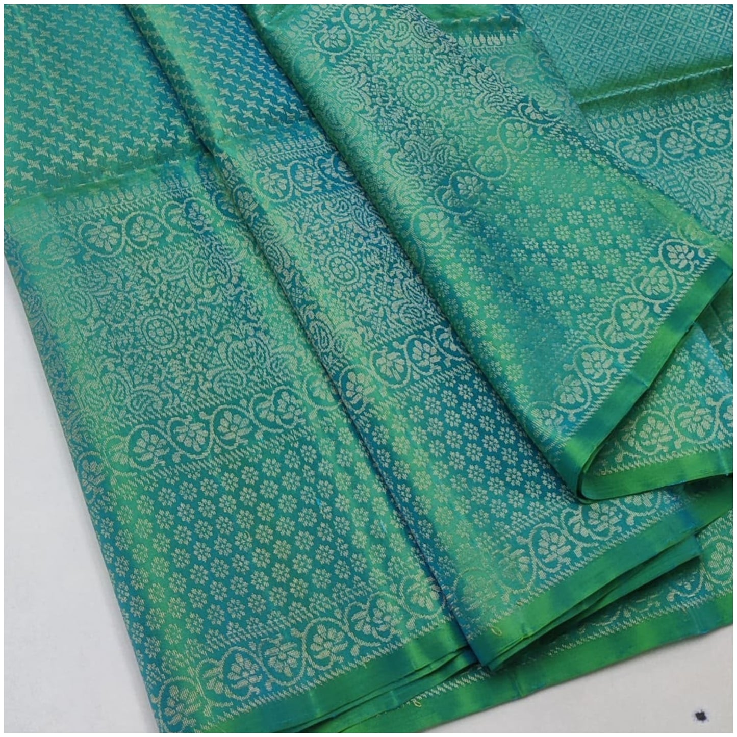 Vamika Prussian Blue Pure Handloom Double Warp Soft Silk Saree