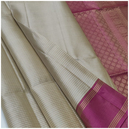 Riyaa Cream Pink Pure Handloom Double Warp Soft Silk Saree