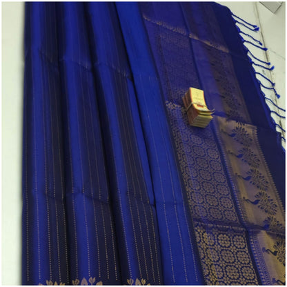 Tridha Deep Blue Pure Handloom Double Warp Soft Silk Saree