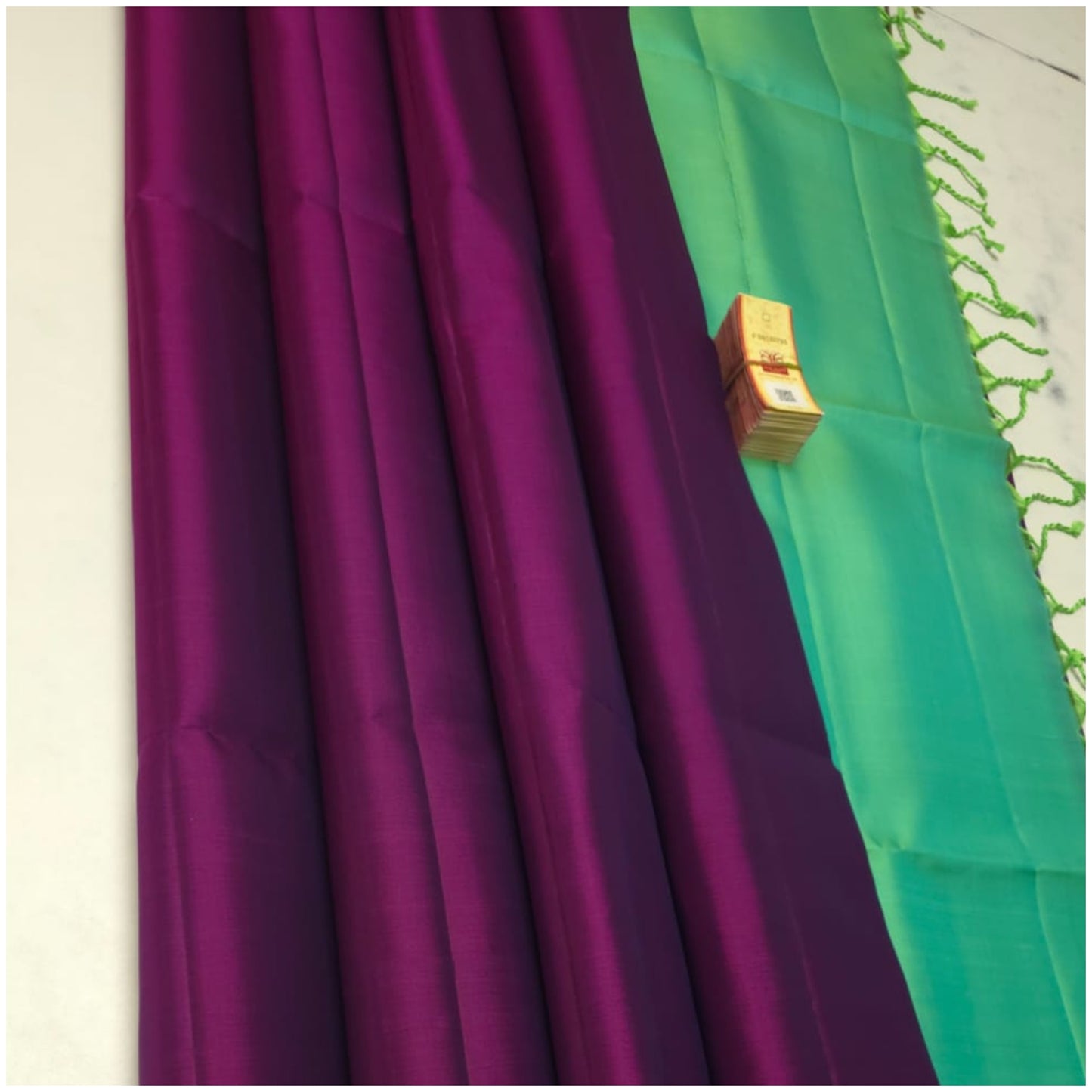 Rivona Prune Pink Turquoise Green Pure Handloom Double Warp Soft Silk Saree
