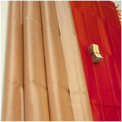 Niveda Beige Monza Red Pure Handloom Double Warp Soft Silk Saree