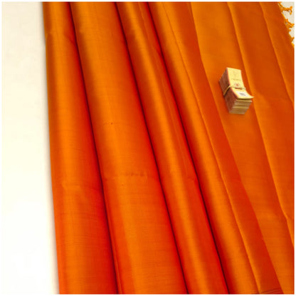 Anaira Orange Pure Handloom Double Warp Soft Silk Saree