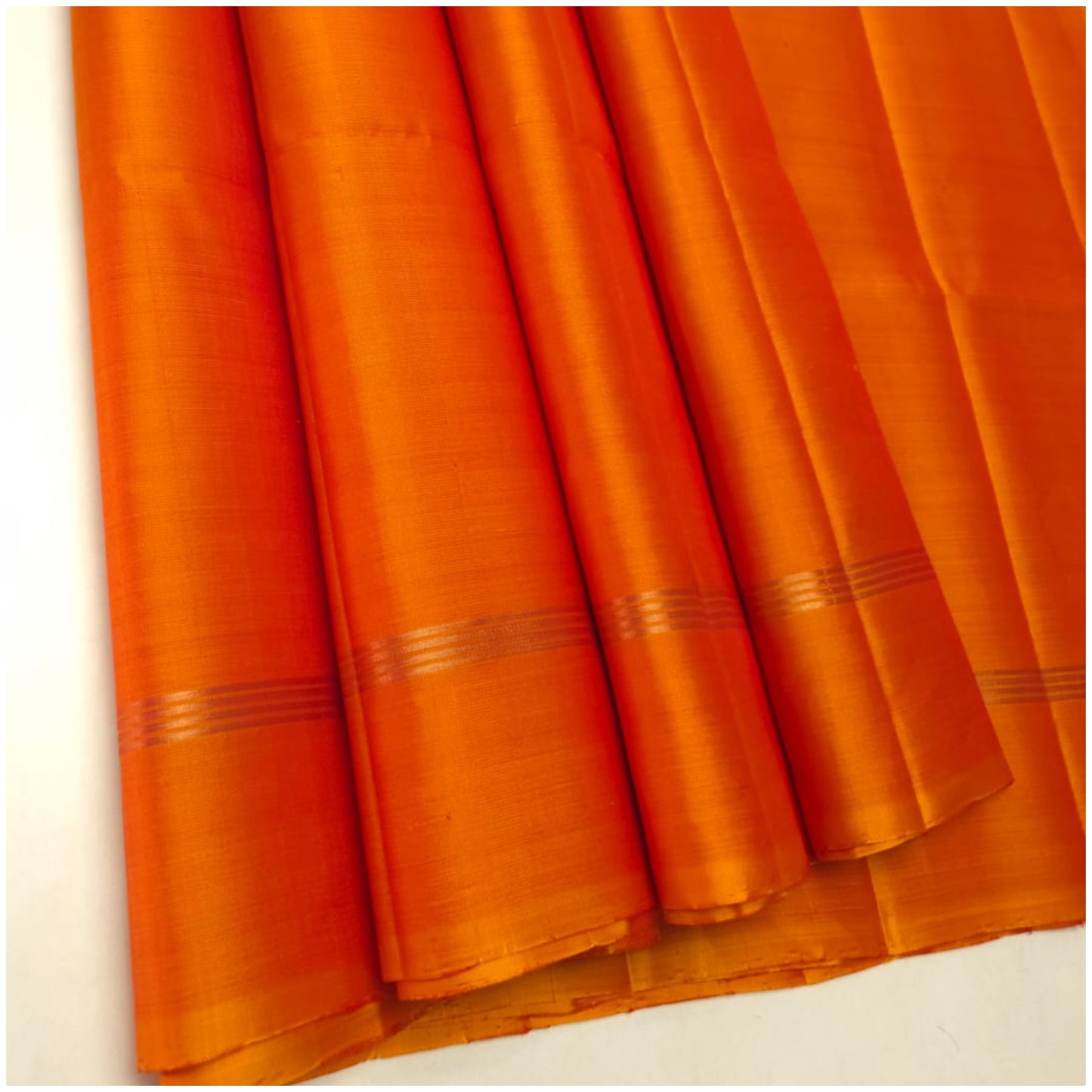 Anaira Orange Pure Handloom Double Warp Soft Silk Saree