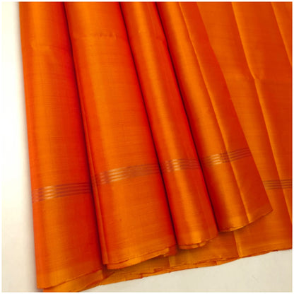 Anaira Orange Pure Handloom Double Warp Soft Silk Saree