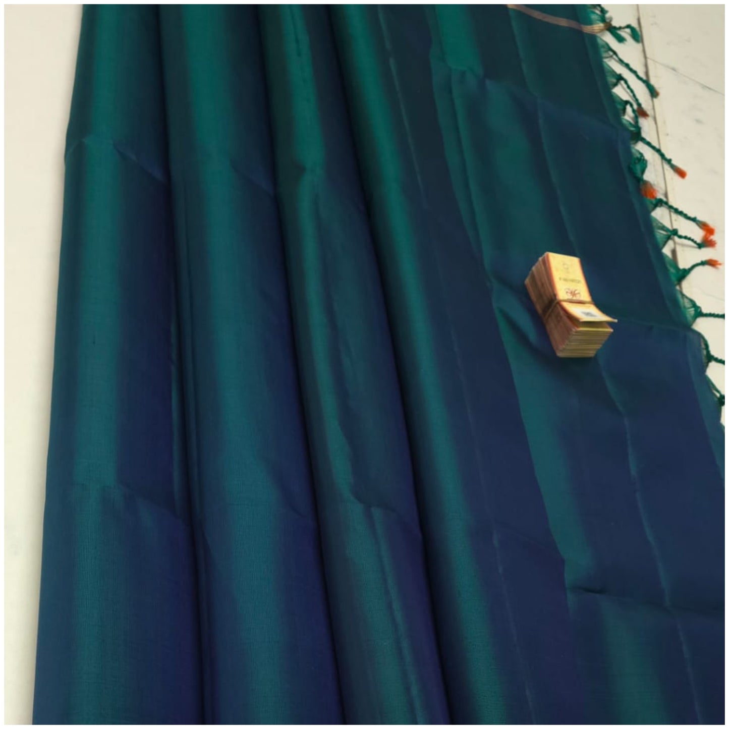 Sharvi Teal Blue Pure Handloom Double Warp Soft Silk Saree