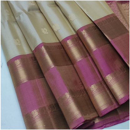Avantika Cream Muted Pink Pure Handloom Double Warp Soft Silk Saree