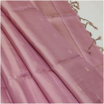 Alaknanda Pastel Pink Pure Handloom Double Warp Soft Silk Saree