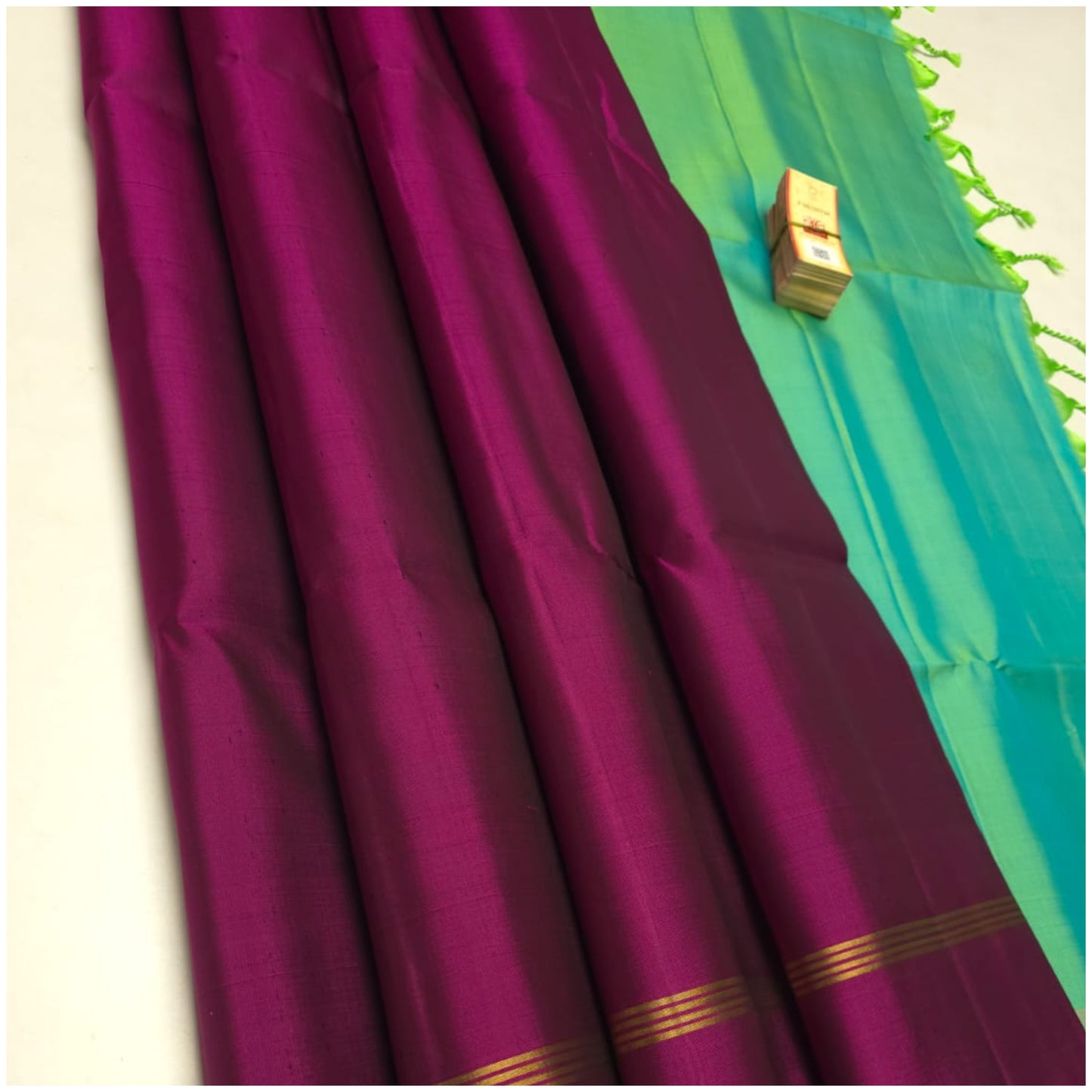 Tamsa Magenta Sea Green Pure Handloom Double Warp Soft Silk Saree