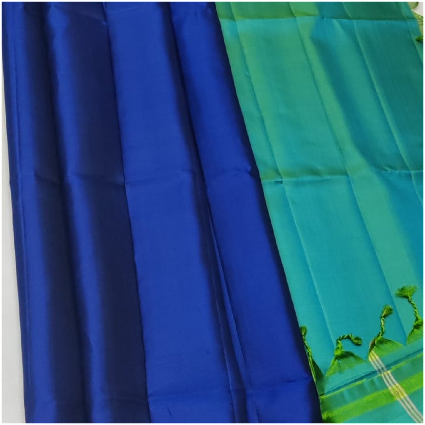 Pohru Blue Pure Handloom Double Warp Soft Silk Saree