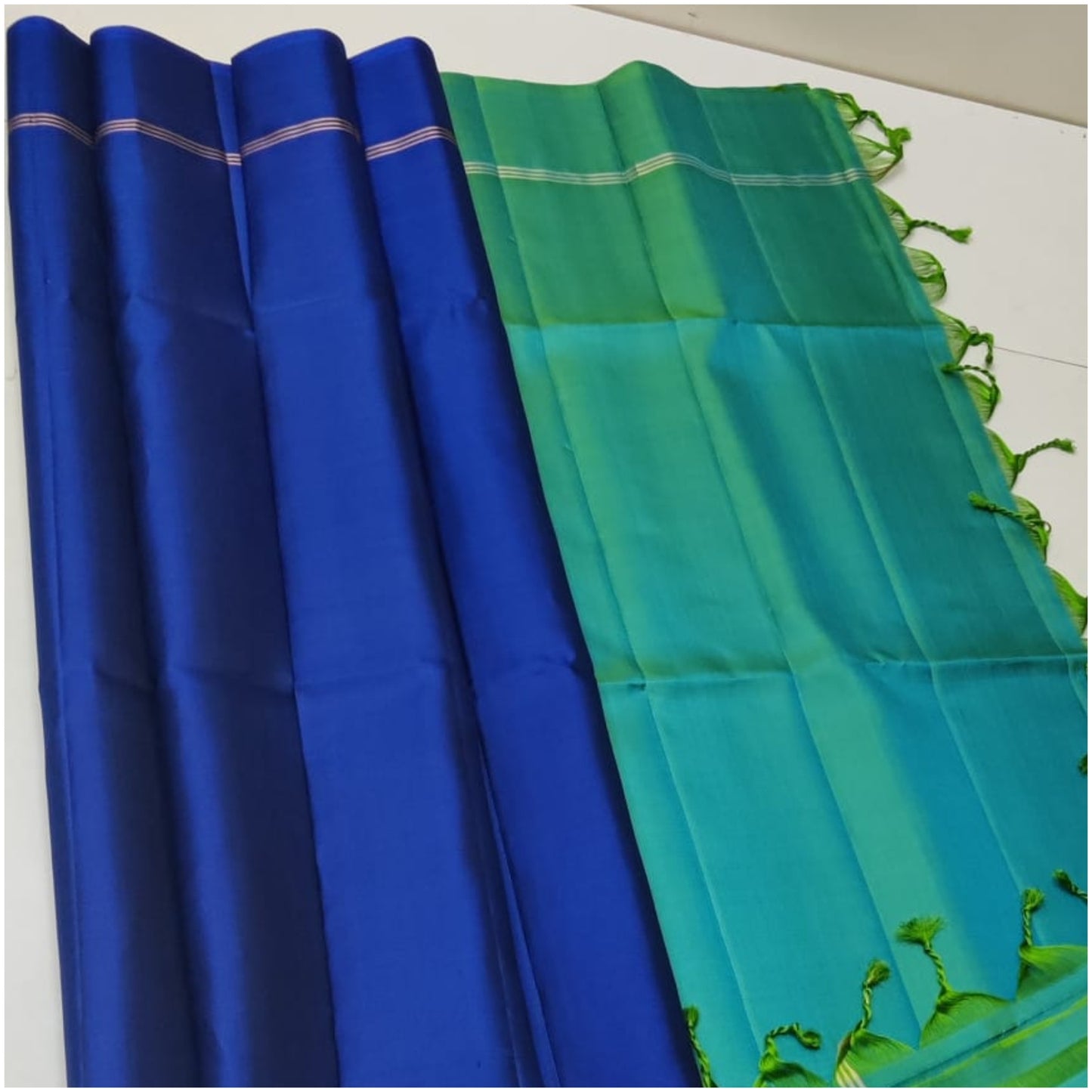 Pohru Blue Pure Handloom Double Warp Soft Silk Saree