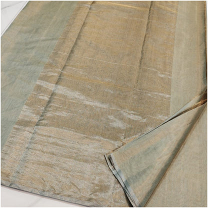 Grey Gold Handloom Chanderi Silk Saree