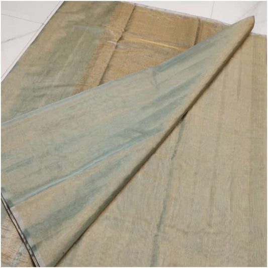 Grey Gold Handloom Chanderi Silk Saree