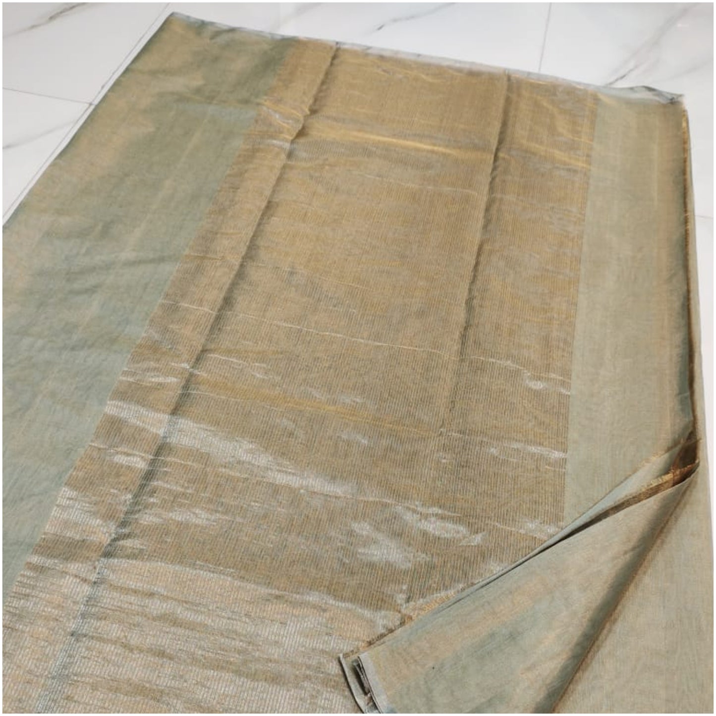 Grey Gold Handloom Chanderi Silk Saree