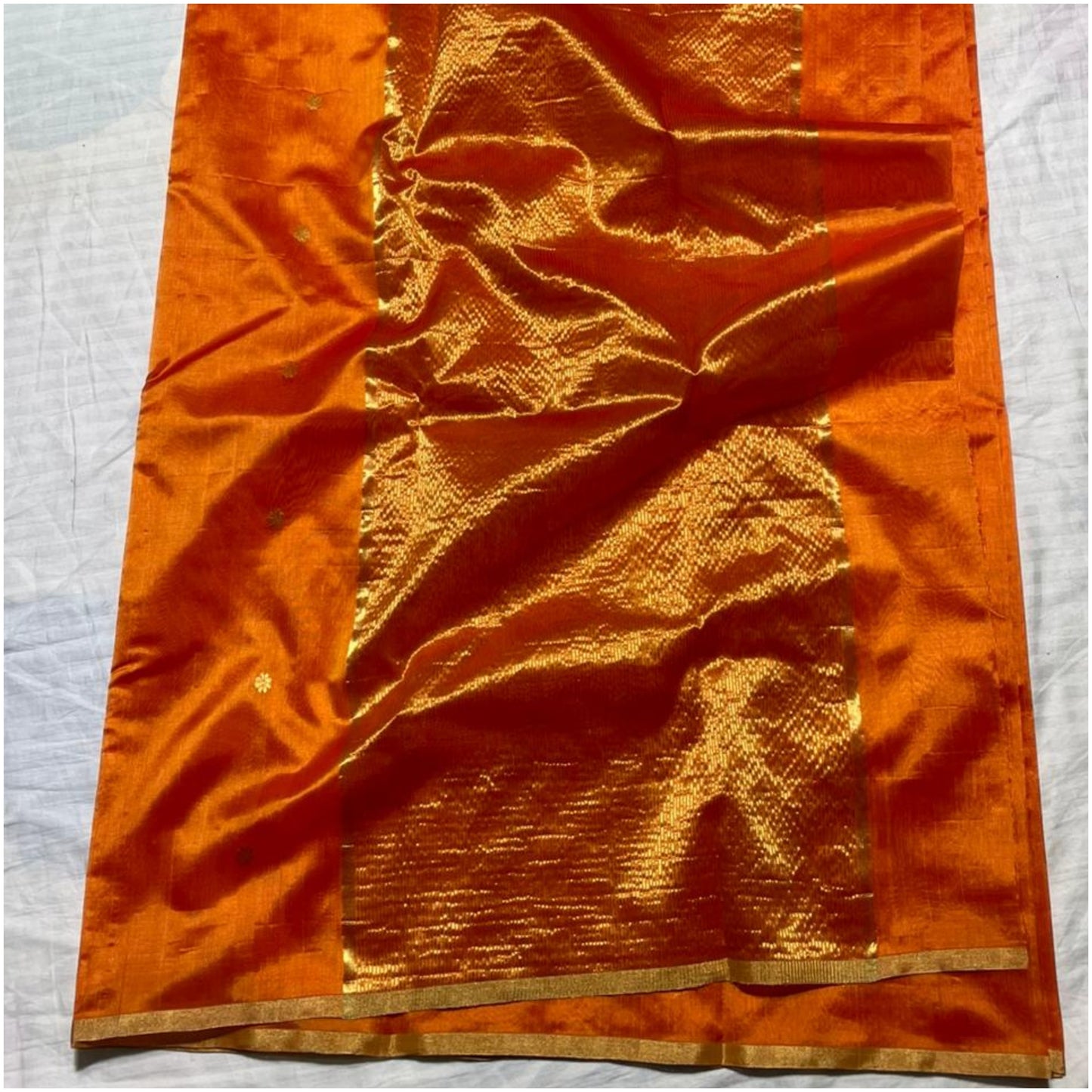 Orange Handloom Chanderi Silk Saree