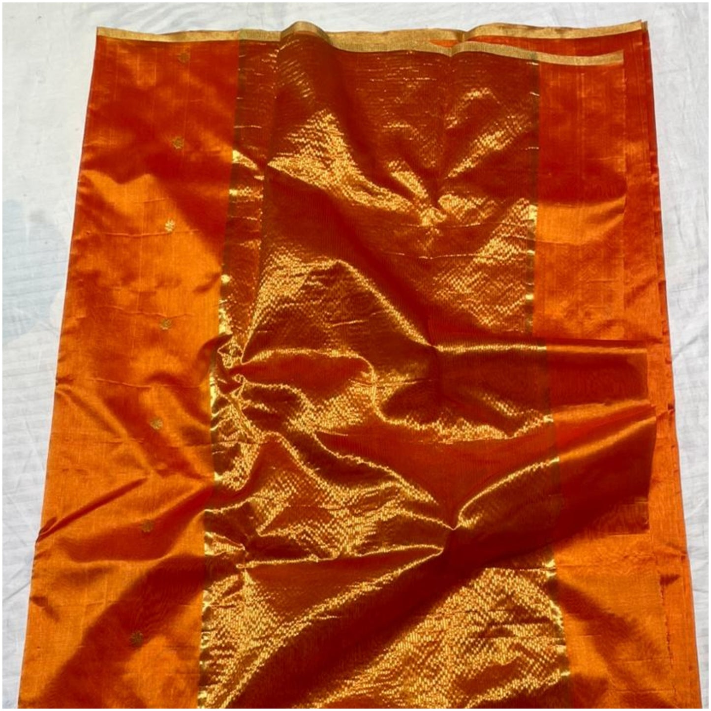 Orange Handloom Chanderi Silk Saree
