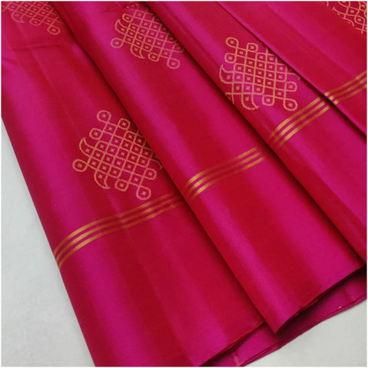 Pink Pure Handloom Double Warp Soft Silk Saree