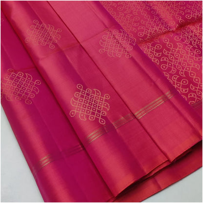 Pink Pure Handloom Double Warp Soft Silk Saree